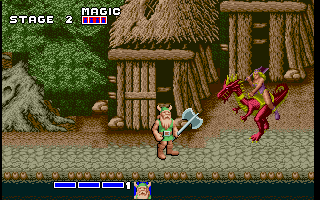 Golden Axe (DOS) screenshot: Female warriors are dangerous, female warriors riding dragons are extremely dangerous!