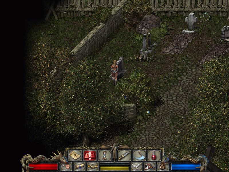 Divine Divinity (Windows) screenshot: Cemetery. Let's explore this place with my new good-looking female character!..