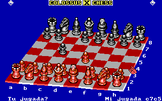 Colossus Chess X (DOS) screenshot: Playing (EGA).