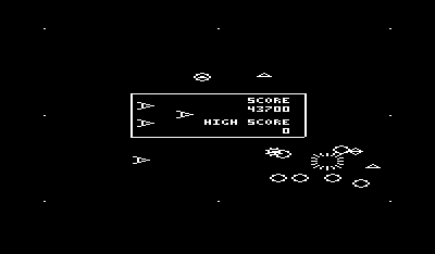 Omega Race (VIC-20) screenshot: Forty thousand points gets you an extra life.