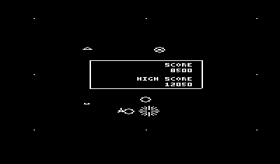 Omega Race (VIC-20) screenshot: Touch any of the enemies and your ship explodes.