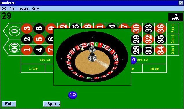 Boxcars Casino (Windows 3.x) screenshot: A game of roulette in progress