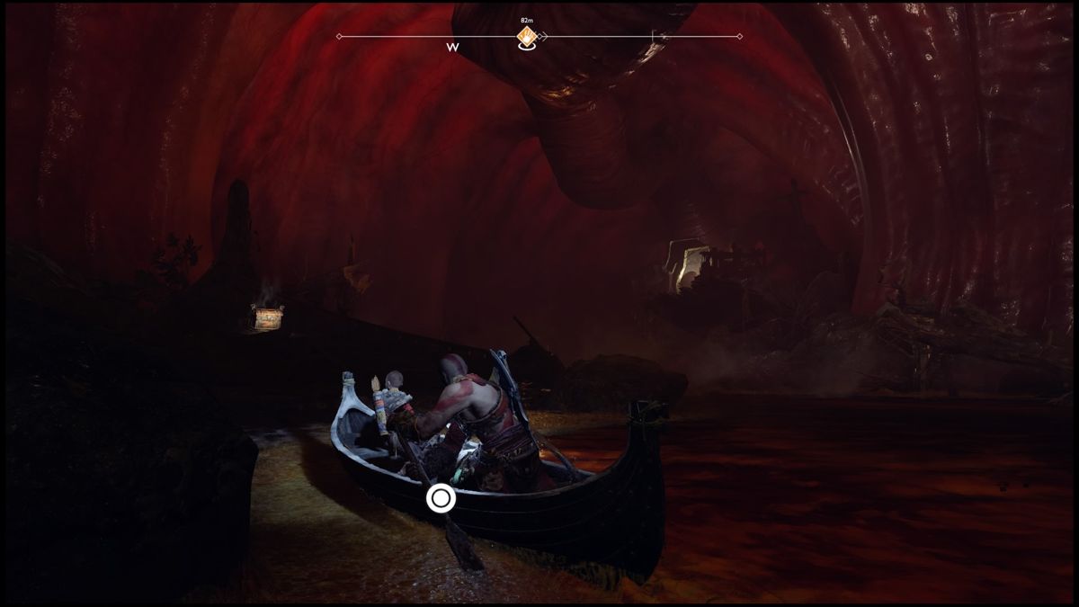 God of War (PlayStation 4) screenshot: Inside the giant snake