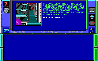 Hard Nova (DOS) screenshot: Mercenary headquarters entrance