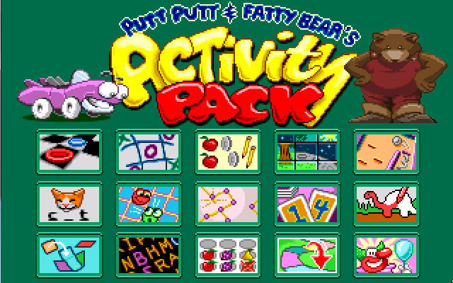 Putt-Putt and Fatty Bear's Activity Pack (Windows) screenshot: Menu