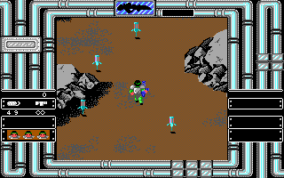 Heavy Barrel (DOS) screenshot: Flying rockets