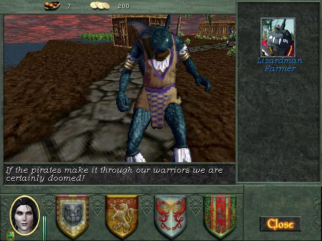 Might and Magic VIII: Day of the Destroyer (Windows) screenshot: Wandering NPCs no longer offer to join your party and instead settle for generic lines. You can seek out and hire fully controllable characters instead!