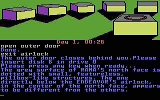 Rendezvous with Rama (Commodore 64) screenshot: Rama's north face.
