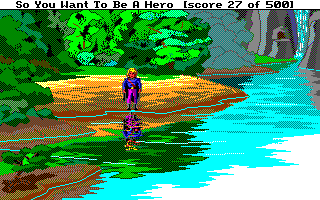 Hero's Quest: So You Want to Be a Hero (Amiga) screenshot: You can see your reflection in the water