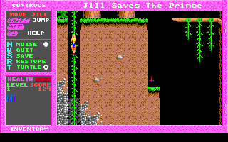 Jill of the Jungle: Jill Saves the Prince (DOS) screenshot: Good plant to climb