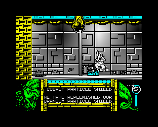 Kendo Warrior (ZX Spectrum) screenshot: Arrgh this thing fires at you! QUICK! AVOID!