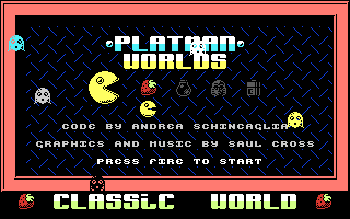Platman Worlds (Commodore 64) screenshot: Starting at the Classic World