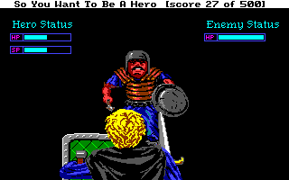 Hero's Quest: So You Want to Be a Hero (Amiga) screenshot: Fighting with a brigand