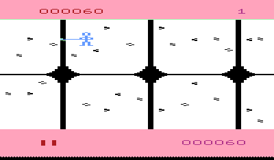 Tooth Invaders (VIC-20) screenshot: Switch to floss to get rid of food stuck between the teeth.