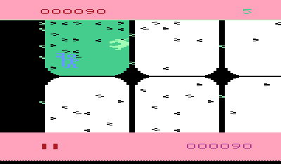 Tooth Invaders (VIC-20) screenshot: A tooth will turn green if it is in danger of being destroyed.