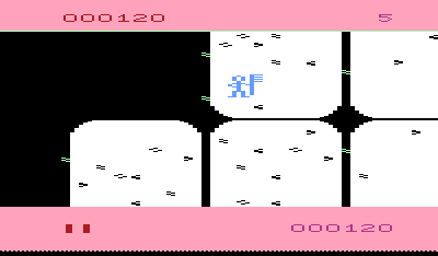 Tooth Invaders (VIC-20) screenshot: The monster can completely destroy teeth if you do not clean them quick enough.