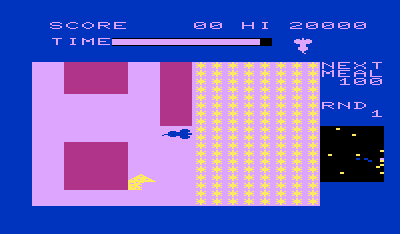 Radar Rat Race (VIC-20) screenshot: You must gather ten pieces of cheese to proceed to the next round.