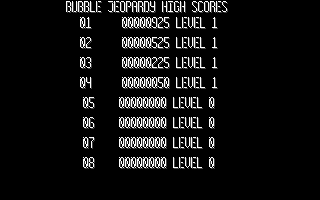 Bubble Jeopardy (DOS) screenshot: The high score table