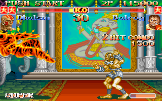 Super Street Fighter II Turbo (DOS) screenshot: Flame flight