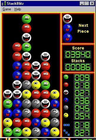 StackBlitz (Windows) screenshot: Game Over! The column has reached the top of the screen.
