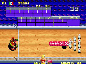 Windjammers (Neo Geo) screenshot: Second bonus game: bowling