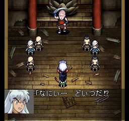 Inuyasha (PlayStation) screenshot: Inuyasha is very protective of Kagome