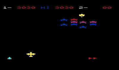 Star Battle (VIC-20) screenshot: Collision with enemies or their bullets will destroy your ship.