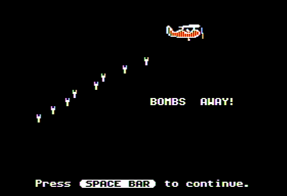 Salina Math Games: Disk Three (Apple II) screenshot: Bombs Away