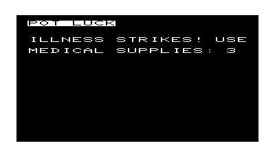 Trail West (VIC-20) screenshot: Illness strikes the settlers.