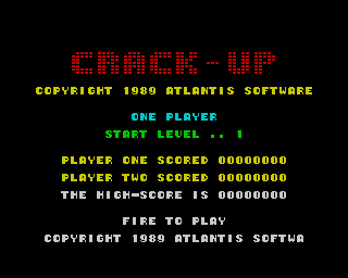 Crack-Up (ZX Spectrum) screenshot: Title screen