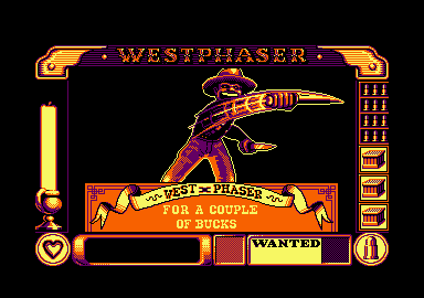 West Phaser (Amstrad CPC) screenshot: Prepare for the bank scene