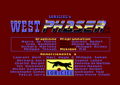 West Phaser (Amstrad CPC) screenshot: Title screen (original version)