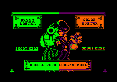 West Phaser (Amstrad CPC) screenshot: Monitor selection screen