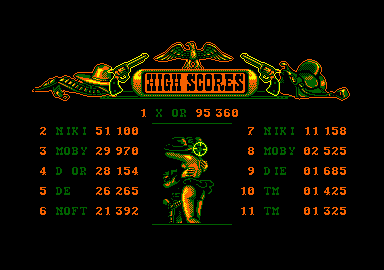 West Phaser (Amstrad CPC) screenshot: High scores