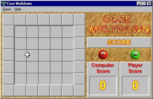 Core Meltdown (Windows) screenshot: The start of a game using the default pieces, background and board size
