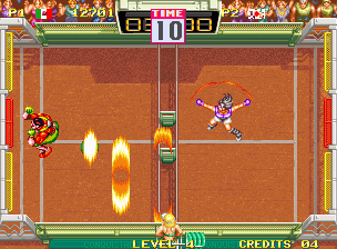 Windjammers (Neo Geo) screenshot: Mita's fire shot
