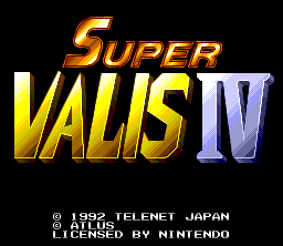 Super Valis IV (SNES) screenshot: Title screen