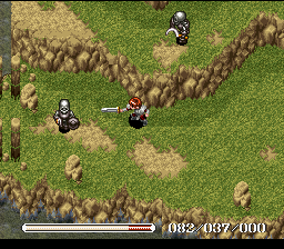 Ys V: Ushinawareta Suna no Miyako Kefin (SNES) screenshot: Undead warriors attack on the plains