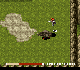 Screenshot of Ys V: Ushinawareta Suna no Miyako Kefin (SNES, 1995