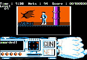 Techno Cop (Apple II) screenshot: There are some digitized sound effects when I jump... or more like sommersault, but I do not do it here, because I forgot...