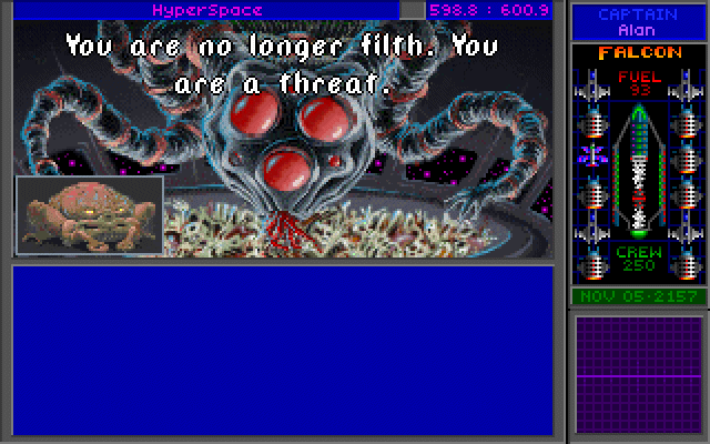 Star Control II (DOS) screenshot: The Kohr-Ah are even bigger jerks than the Ur-quan