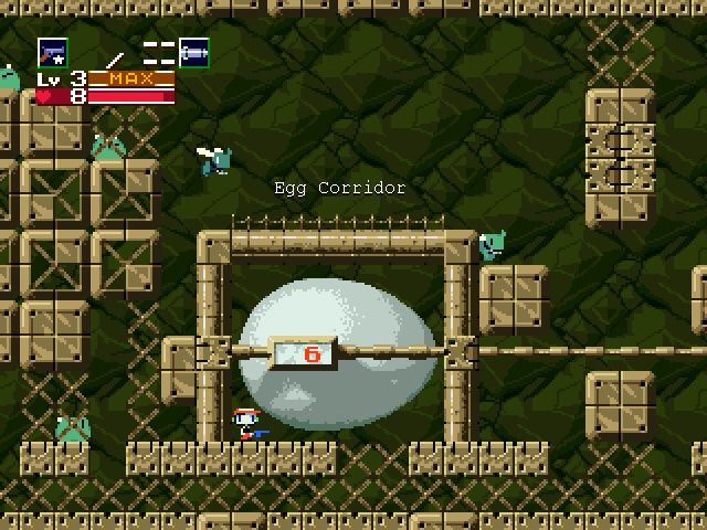 Cave Story (Windows) screenshot: The Egg Corridor – one of the first imaginative locations in the game.