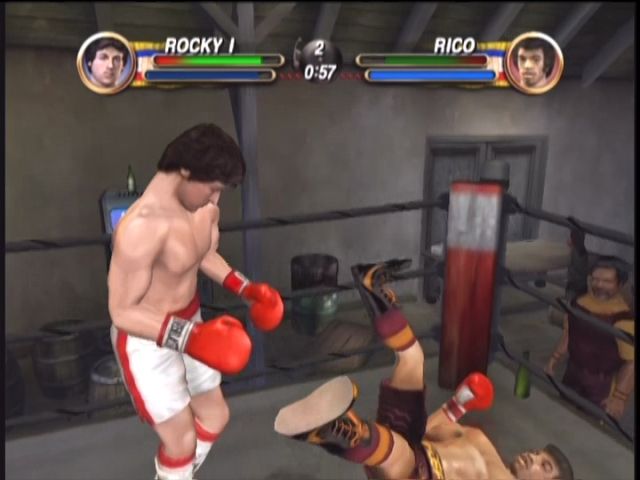 Rocky (Xbox) screenshot: Knockouts use canned animations.