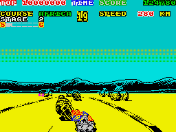 Super Hang-On (ZX Spectrum) screenshot: Get out!