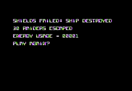 Shootout at the OK Galaxy (Apple II) screenshot: Destroyed