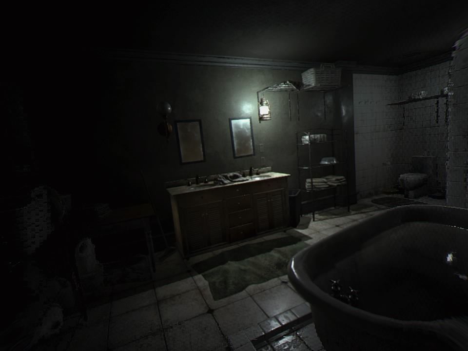 Resident Evil 7: Biohazard - Banned Footage: Vol.2 (PlayStation 4) screenshot: Daughters (VR mode): Bathroom