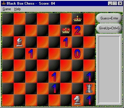 Black Box Chess (Windows) screenshot: A game in progress