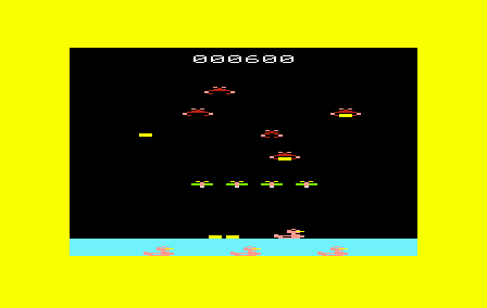 Deadly Duck (VIC-20) screenshot: Round three has a total of four dragonflies.