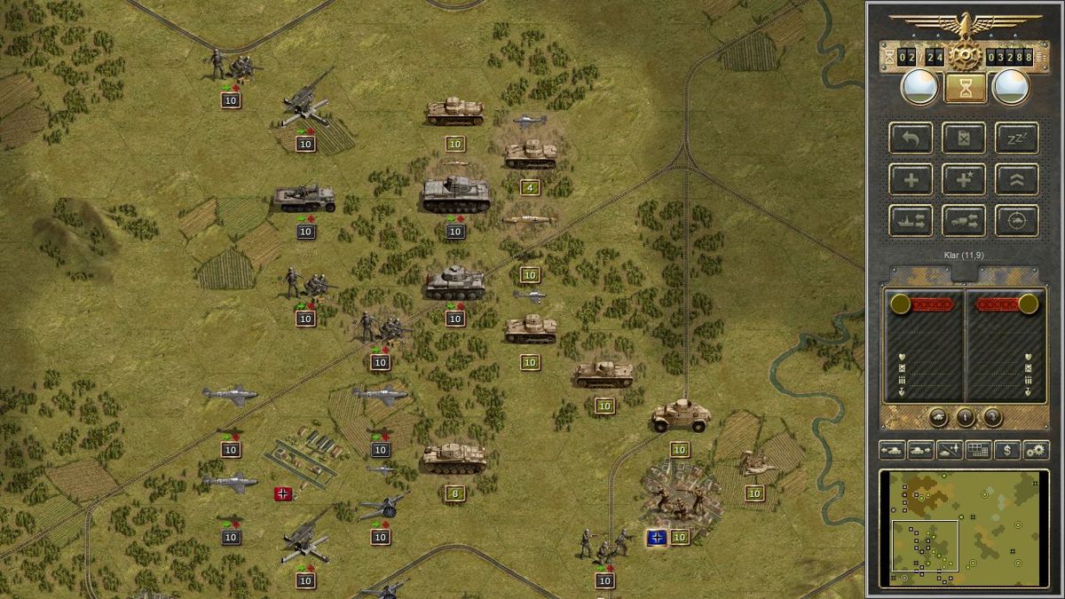 Panzer Corps: Wehrmacht (Windows) screenshot: Tutorial mission 5, a counter attack with some tanks (demo version)