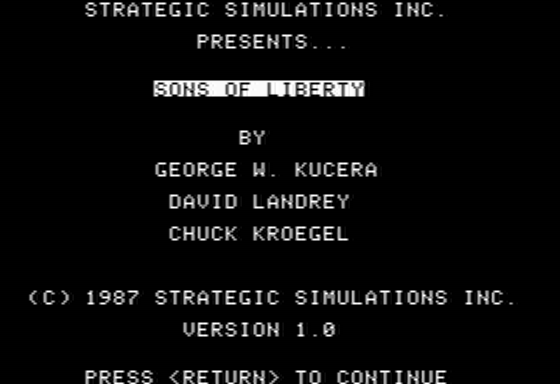 Sons of Liberty (Apple II) screenshot: Introduction